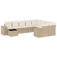 vidaXL 10-tlg. Garten-Sofagarnitur mit Kissen Beige Poly...