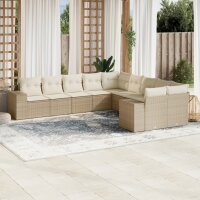 vidaXL 10-tlg. Garten-Sofagarnitur mit Kissen Beige Poly...