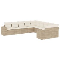 vidaXL 10-tlg. Garten-Sofagarnitur mit Kissen Beige Poly...