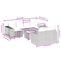 vidaXL 11-tlg. Garten-Sofagarnitur mit Kissen Schwarz Poly Rattan