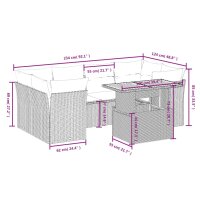 vidaXL 7-tlg. Garten-Sofagarnitur mit Kissen Schwarz Poly Rattan