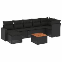 vidaXL 8-tlg. Garten-Sofagarnitur mit Kissen Schwarz Poly Rattan