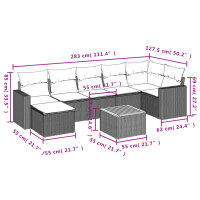 vidaXL 8-tlg. Garten-Sofagarnitur mit Kissen Schwarz Poly Rattan