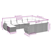 vidaXL 11-tlg. Garten-Sofagarnitur mit Kissen Schwarz Poly Rattan