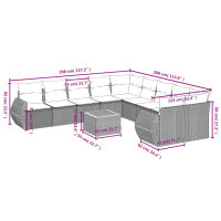 vidaXL 11-tlg. Garten-Sofagarnitur mit Kissen Schwarz Poly Rattan