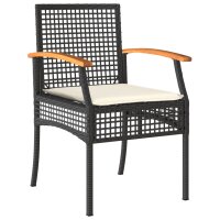 vidaXL 5-tlg. Garten-Essgruppe mit Kissen Schwarz Poly Rattan