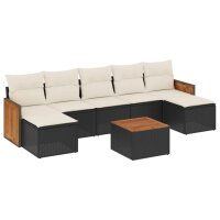 vidaXL 8-tlg. Garten-Sofagarnitur mit Kissen Schwarz Poly Rattan