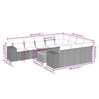 vidaXL 11-tlg. Garten-Sofagarnitur mit Kissen Schwarz Poly Rattan