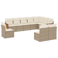 vidaXL 10-tlg. Garten-Sofagarnitur mit Kissen Beige Poly...