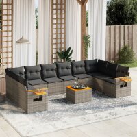 vidaXL 11-tlg. Garten-Sofagarnitur mit Kissen Grau Poly...