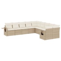 vidaXL 10-tlg. Garten-Sofagarnitur mit Kissen Beige Poly...