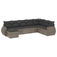 vidaXL 8-tlg. Garten-Sofagarnitur mit Kissen Grau Poly Rattan