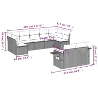 vidaXL 9-tlg. Garten-Sofagarnitur mit Kissen Schwarz Poly Rattan