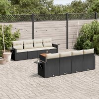 vidaXL 9-tlg. Garten-Sofagarnitur mit Kissen Schwarz Poly...