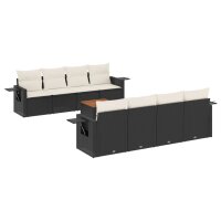 vidaXL 9-tlg. Garten-Sofagarnitur mit Kissen Schwarz Poly...