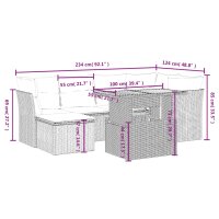 vidaXL 7-tlg. Garten-Sofagarnitur mit Kissen Schwarz Poly Rattan