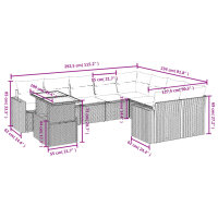 vidaXL 10-tlg. Garten-Sofagarnitur mit Kissen Schwarz Poly Rattan