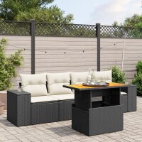 vidaXL 5-tlg. Garten-Sofagarnitur mit Kissen Schwarz Poly...