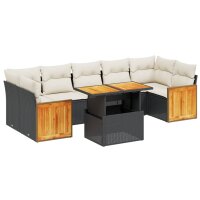 vidaXL 8-tlg. Garten-Sofagarnitur mit Kissen Schwarz Poly Rattan