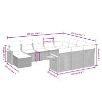 vidaXL 11-tlg. Garten-Sofagarnitur mit Kissen Grau Poly Rattan