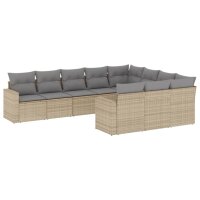 vidaXL 10-tlg. Garten-Sofagarnitur mit Kissen Beige Poly...