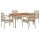 vidaXL 5-tlg. Garten-Essgruppe mit Kissen Beige Poly Rattan