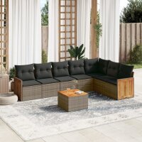 vidaXL 8-tlg. Garten-Sofagarnitur mit Kissen Grau Poly Rattan