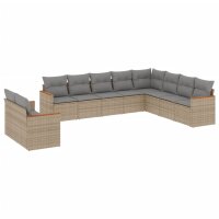 vidaXL 10-tlg. Garten-Sofagarnitur mit Kissen Beige Poly...