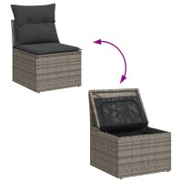 vidaXL 6-tlg. Garten-Sofagarnitur mit Kissen Grau Poly Rattan