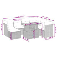 vidaXL 8-tlg. Garten-Sofagarnitur mit Kissen Schwarz Poly Rattan