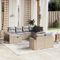 vidaXL 10-tlg. Garten-Sofagarnitur mit Kissen Beige Poly...