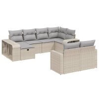 vidaXL 10-tlg. Garten-Sofagarnitur mit Kissen Beige Poly...