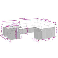 vidaXL 10-tlg. Garten-Sofagarnitur mit Kissen Schwarz Poly Rattan