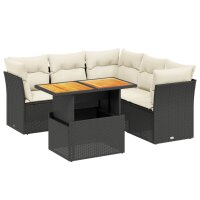 vidaXL 5-tlg. Garten-Sofagarnitur mit Kissen Schwarz Poly Rattan