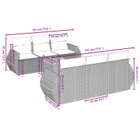 vidaXL 7-tlg. Garten-Sofagarnitur mit Kissen Grau Poly Rattan