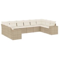 vidaXL 10-tlg. Garten-Sofagarnitur mit Kissen Beige Poly...