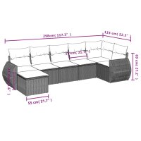 vidaXL 7-tlg. Garten-Sofagarnitur mit Kissen Grau Poly Rattan