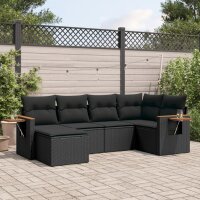 vidaXL 6-tlg. Garten-Sofagarnitur mit Kissen Schwarz Poly...