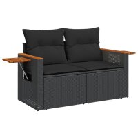 vidaXL 6-tlg. Garten-Sofagarnitur mit Kissen Schwarz Poly Rattan