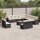 vidaXL 14-tlg. Garten-Sofagarnitur mit Kissen Schwarz Poly Rattan