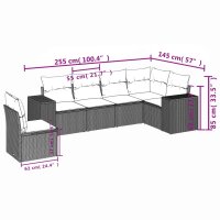 vidaXL 6-tlg. Garten-Sofagarnitur mit Kissen Grau Poly Rattan