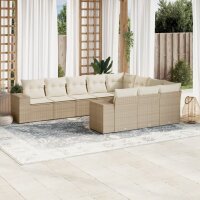 vidaXL 10-tlg. Garten-Sofagarnitur mit Kissen Beige Poly...