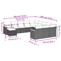 vidaXL 12-tlg. Garten-Sofagarnitur mit Kissen Beige Poly Rattan