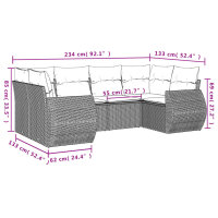 vidaXL 7-tlg. Garten-Sofagarnitur mit Kissen Grau Poly Rattan