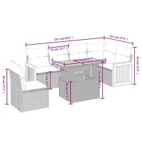 vidaXL 7-tlg. Garten-Sofagarnitur mit Kissen Schwarz Poly Rattan