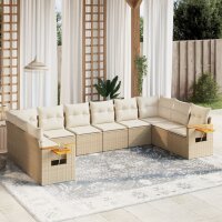 vidaXL 10-tlg. Garten-Sofagarnitur mit Kissen Beige Poly...