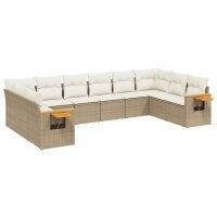 vidaXL 10-tlg. Garten-Sofagarnitur mit Kissen Beige Poly...