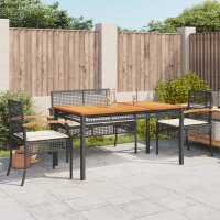 vidaXL 5-tlg. Garten-Essgruppe mit Kissen Schwarz Poly Rattan