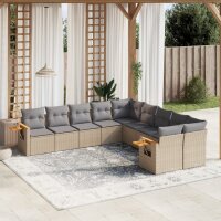 vidaXL 10-tlg. Garten-Sofagarnitur mit Kissen Beige Poly...