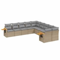 vidaXL 10-tlg. Garten-Sofagarnitur mit Kissen Beige Poly...